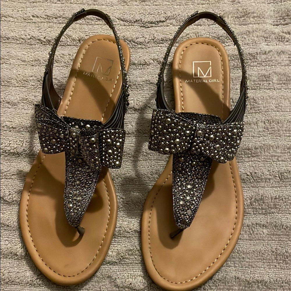 Material Girl Black Rhinestone Sandals